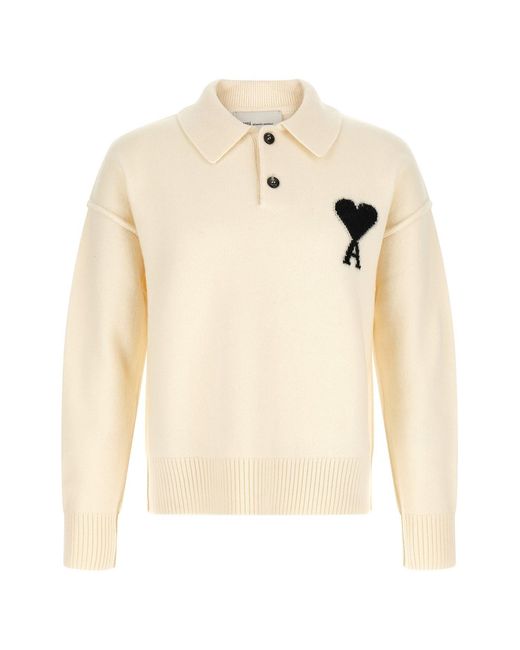 AMI Natural 'ami De Coeur' Polo Shirt for men