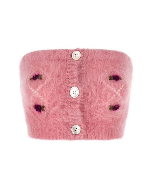 Alessandra Rich Pink 'carded Mohair' Top