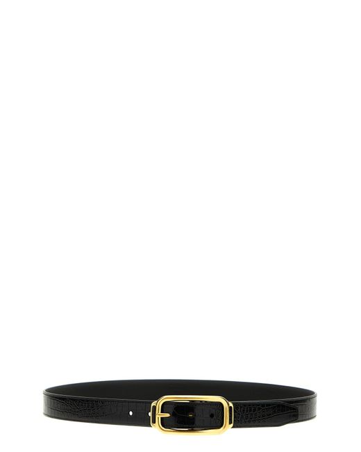 Tom Ford Black Croc Print Leather Belt for men