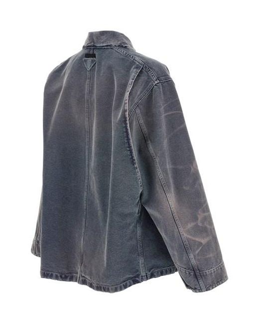 Blouson Canvas Distressed di Prada in Blue da Uomo