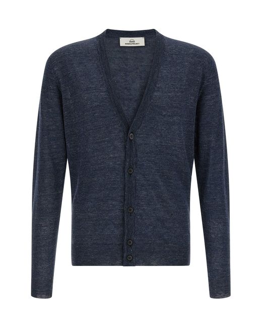 Rivvia Projects Blue 'Lino Seta' Cardigan for men