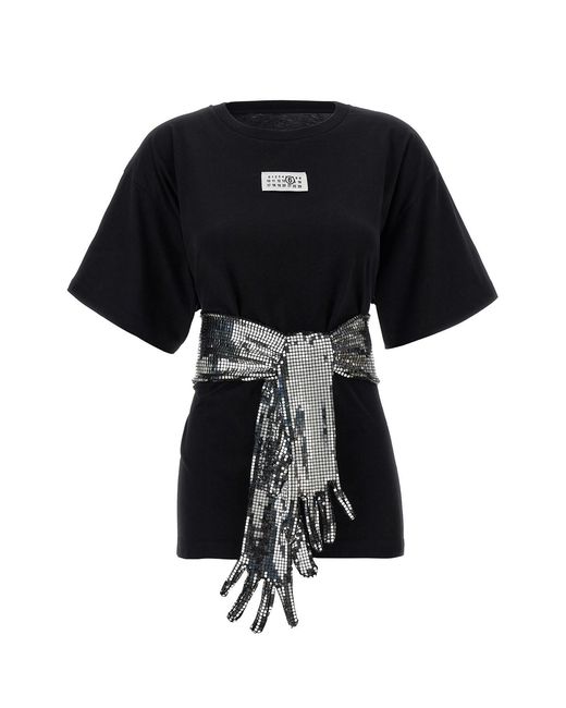 MM6 by Maison Margiela Black Sequin Gloves T-shirt