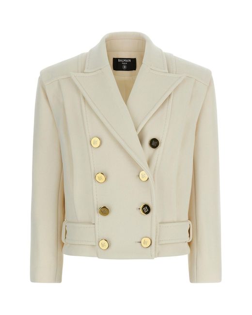 Balmain Natural Double-breasted Coat