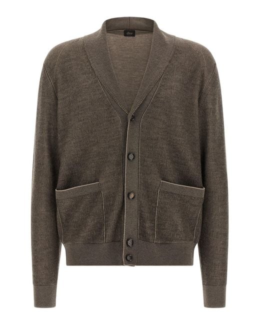 Brioni Gray Shawl Neck Cardigan for men