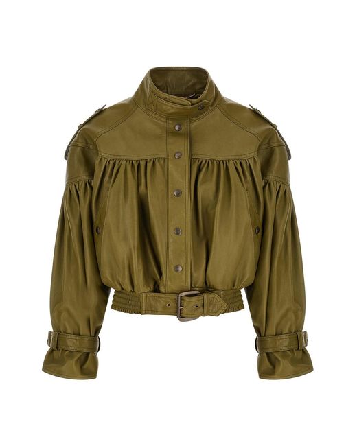 Chloé Green Smock Leather Jacket