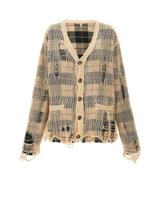 R13 Natural Cardigan "Overlay Distressed"