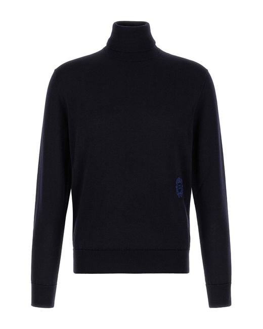 Dolce & Gabbana Blue Virgin Wool Turtleneck Sweater for men