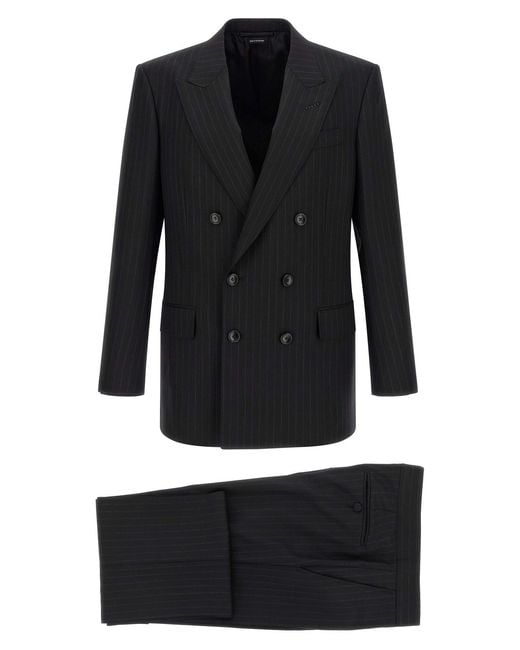 Tom Ford Black Pinstriped Double-breasted Dress for men