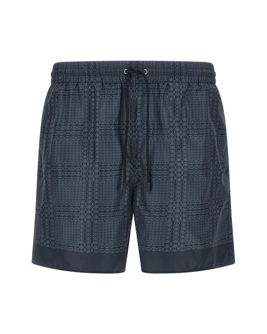 Gucci Blue ' Incrocio Gg' Swimsuit for men