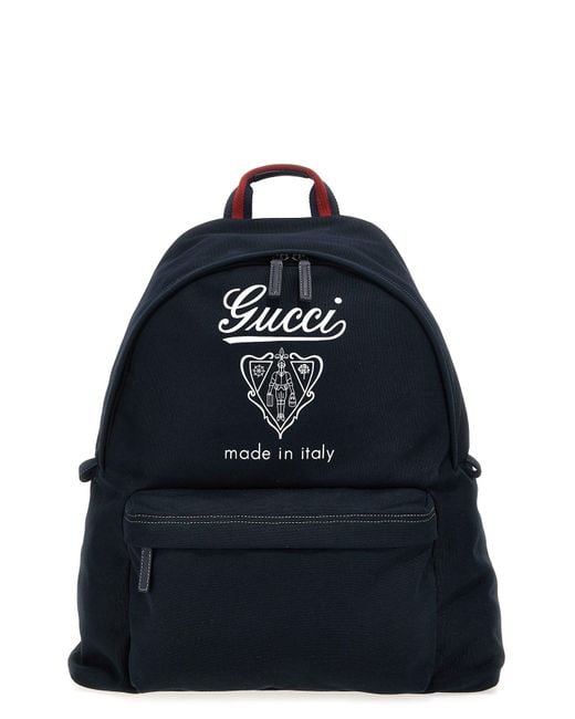 Gucci Blue Large Coat Of Arms Backpack for men