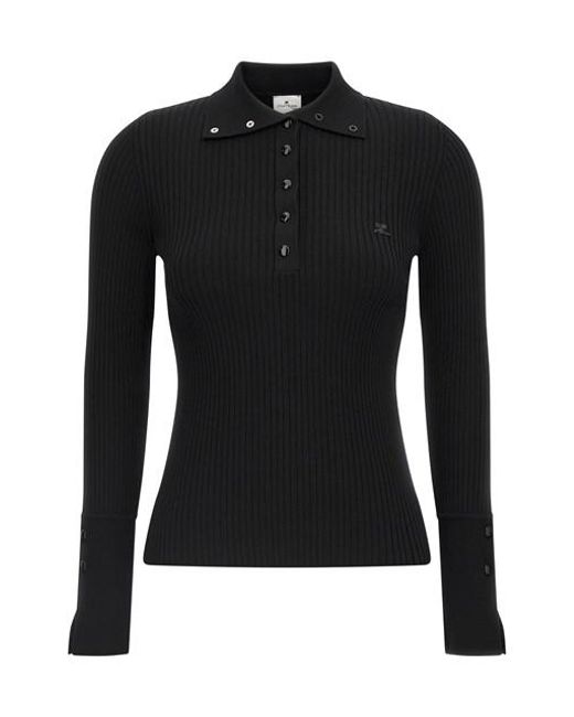 Polo 'Classic Rib' di Courreges in Black
