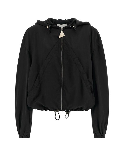 The Attico Black Hooded Bomber Jacket