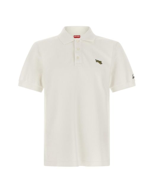 KENZO White ' Happy Tiger' Polo Shirt for men