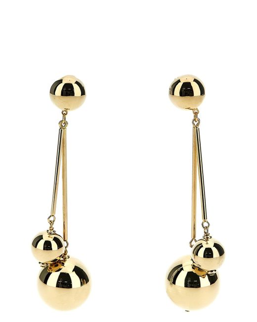 Carolina Herrera White 'double Gold Ball' Earrings