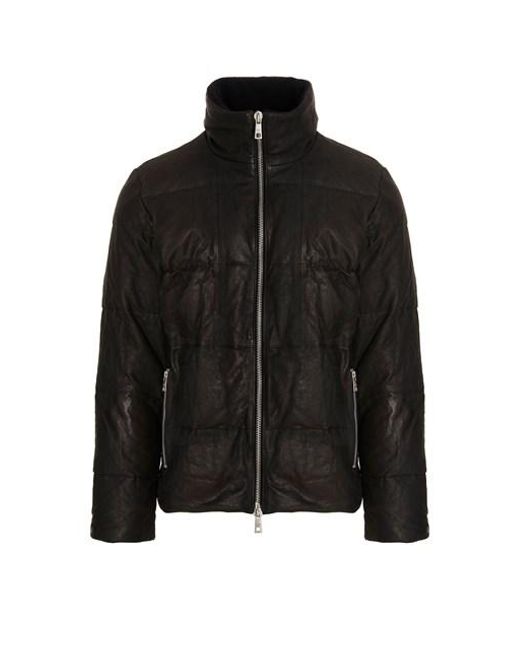 Giorgio Brato Leather Down Jacket in Black for Men | Lyst