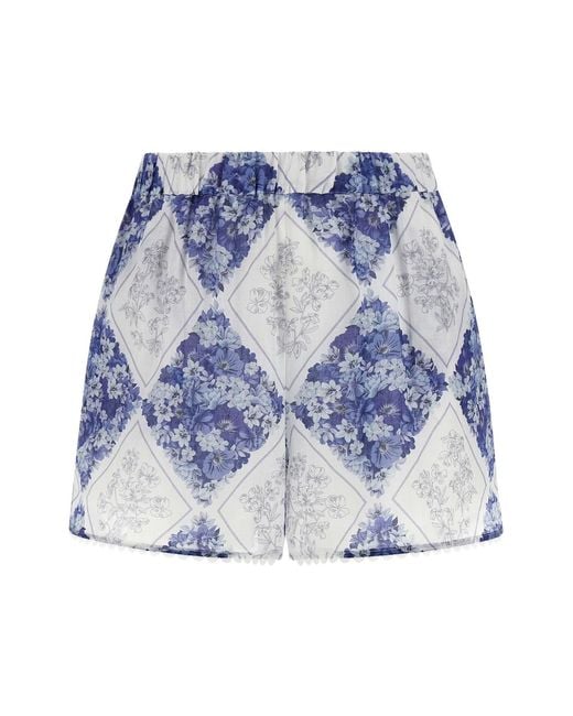 Twinset Blue Ramie Shorts