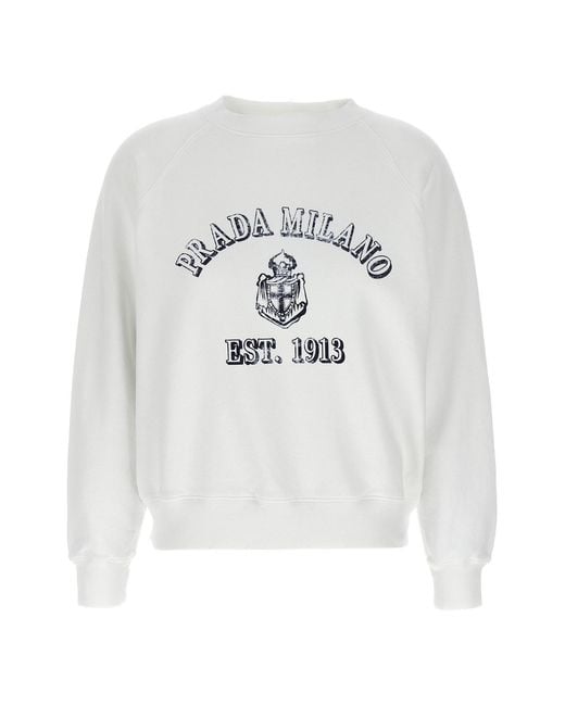 Prada White Print Sweatshirt