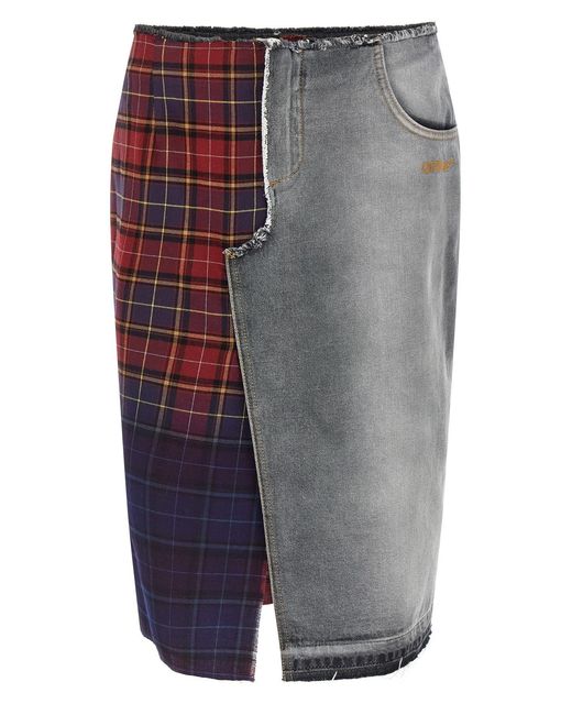 Off-White c/o Virgil Abloh Gray Patchwork Skirt
