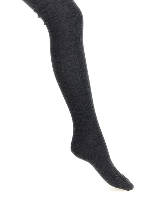 Jil Sander Black Ribbed Tights