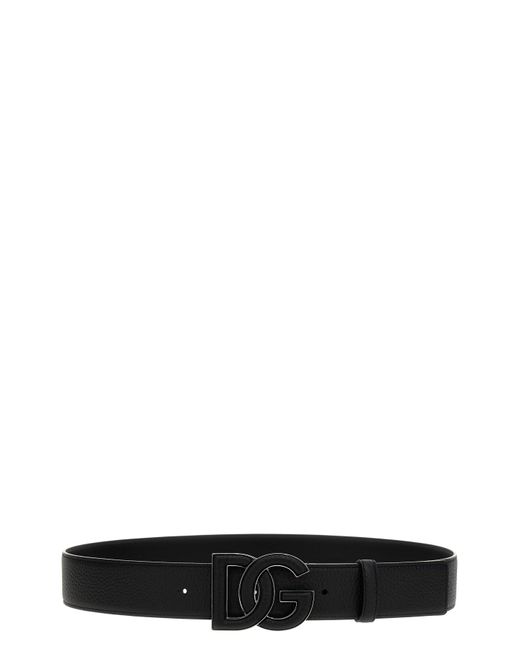 Dolce & Gabbana Black Logo Leather Belt for men