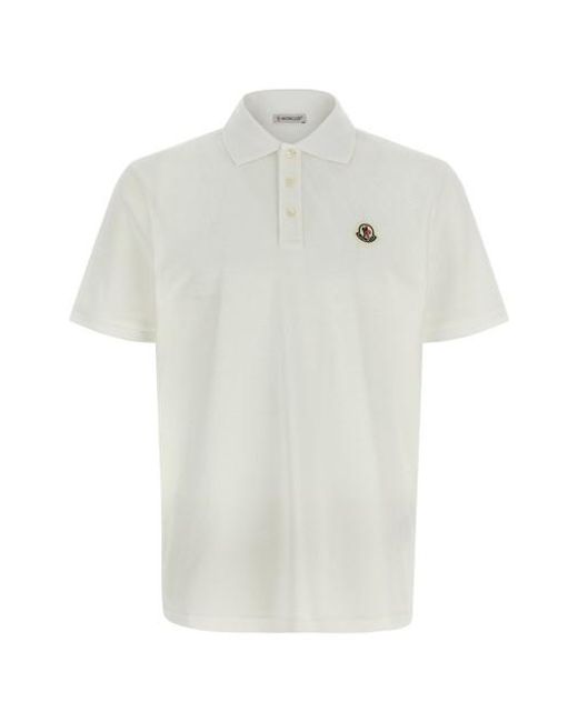 Polo Patch Logo di Moncler in White da Uomo