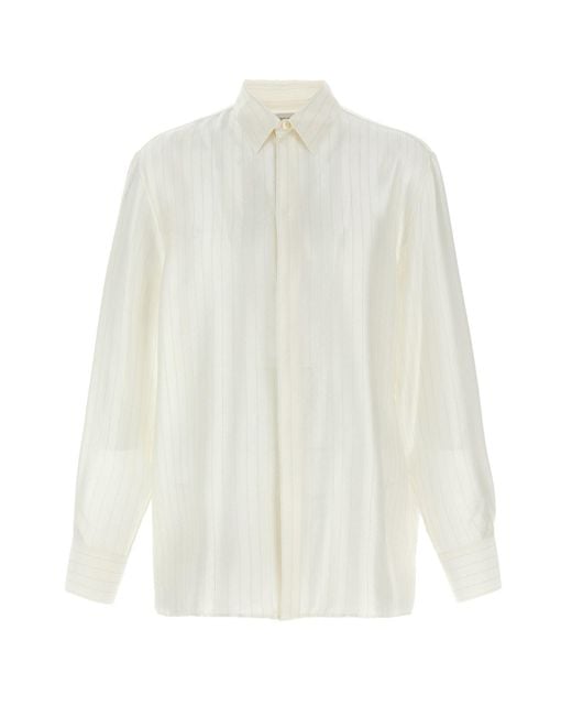 Saint Laurent White Striped Shirt for men