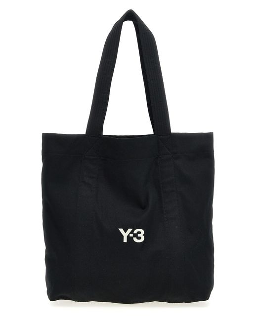 Y-3 Black Shopper-Tasche Mit Logo
