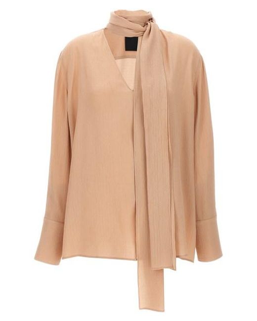 Givenchy Brown Pussy Bow Blouse