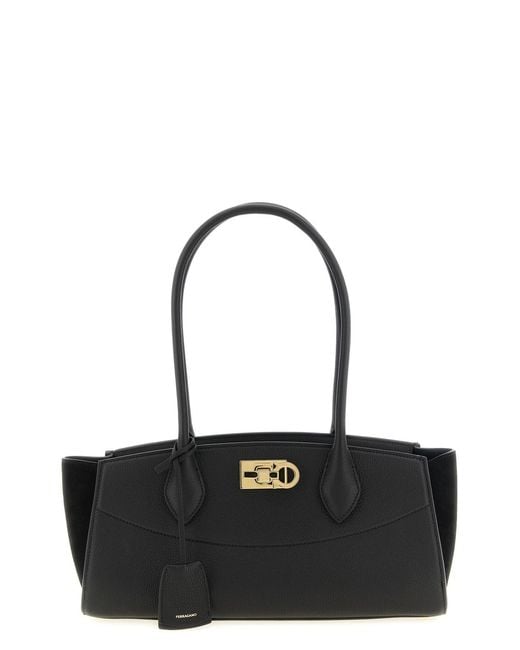 Ferragamo Black 'studio Soft East West (m)' Shoulder Bag