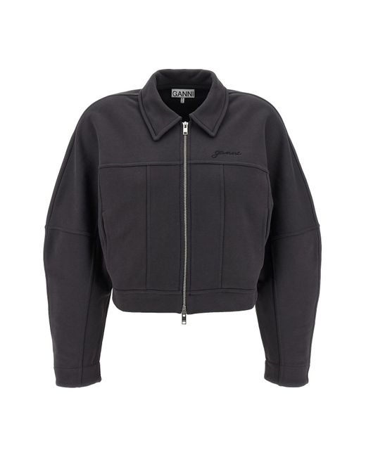Ganni Black Bomberjacke "Heavy Terry Jersey"