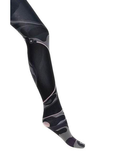 Emilio Pucci Black Patterned Printed Tights