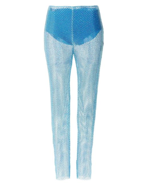 GIUSEPPE DI MORABITO Blue Sequin Mesh Pants