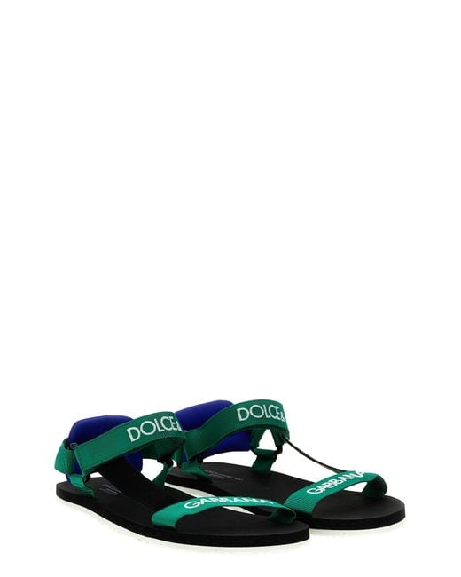 Dolce & Gabbana Green Logo Sandals for men