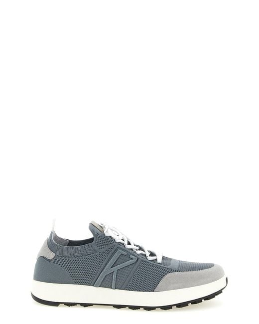 Kiton Blue Technical Cotton Sneakers for men