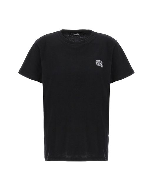 Karl Lagerfeld Black T-Shirt "Ikonik 2,0 Glitter"