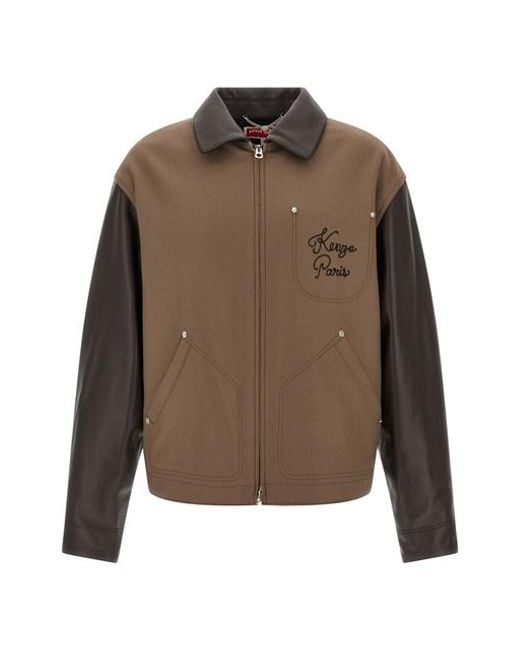 KENZO Brown ' Paris Chainstitch' Jacket for men