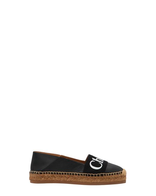 Chloé Leather 'woody' Espadrilles in Black - Lyst