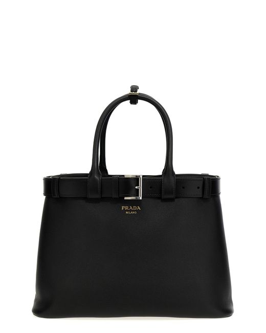 Prada Black ' Buckle' Large Handbag for men