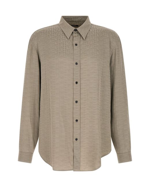 Balmain Natural Jacquard Monogram Shirt for men