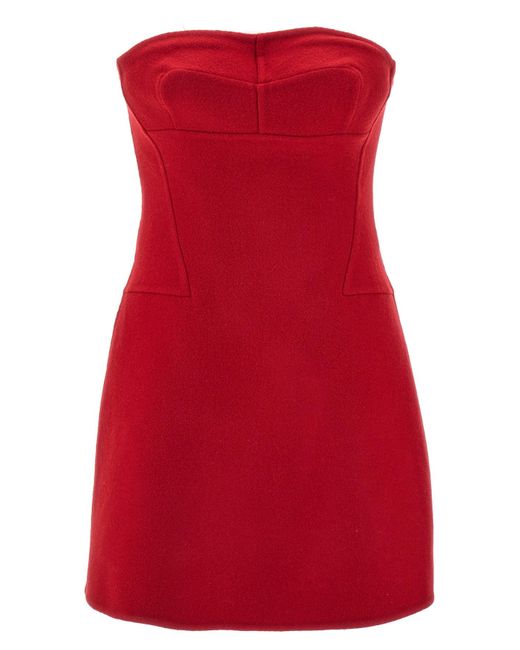 Ermanno Scervino Red Off-the-shoulder Wool Dress Dresses