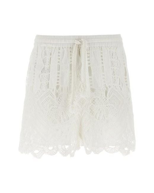 ショートパンツ PINKO Macrame shorts Pinko Macramé Shorts in White | Lyst