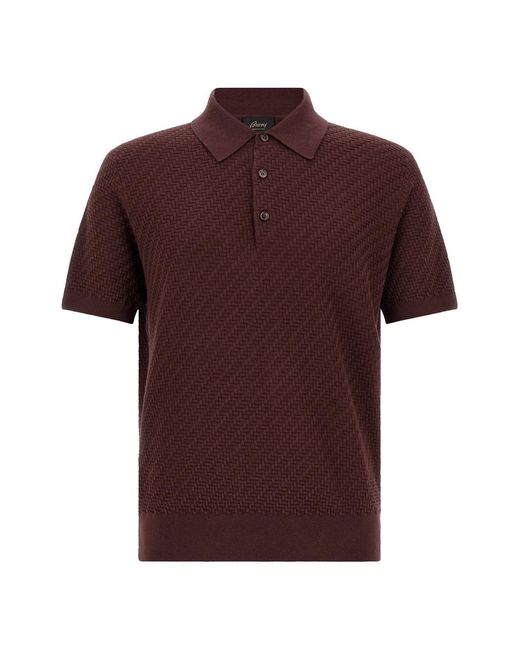 Brioni Brown 'trama' Weaving Polo for men