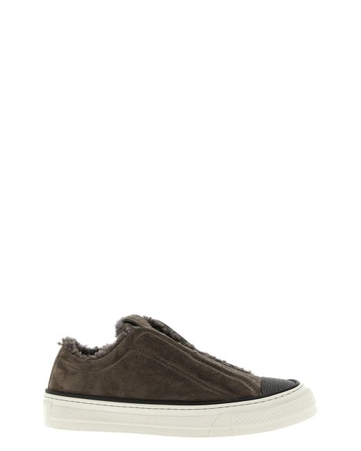 Brunello Cucinelli Brown Sneakers "Precious Toe"