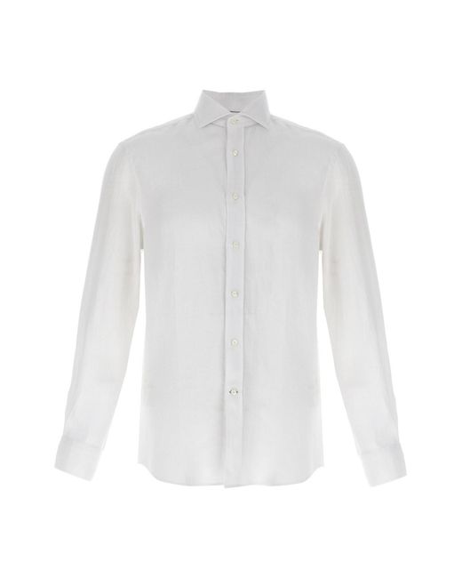 Brunello Cucinelli White Linen Blouse for men