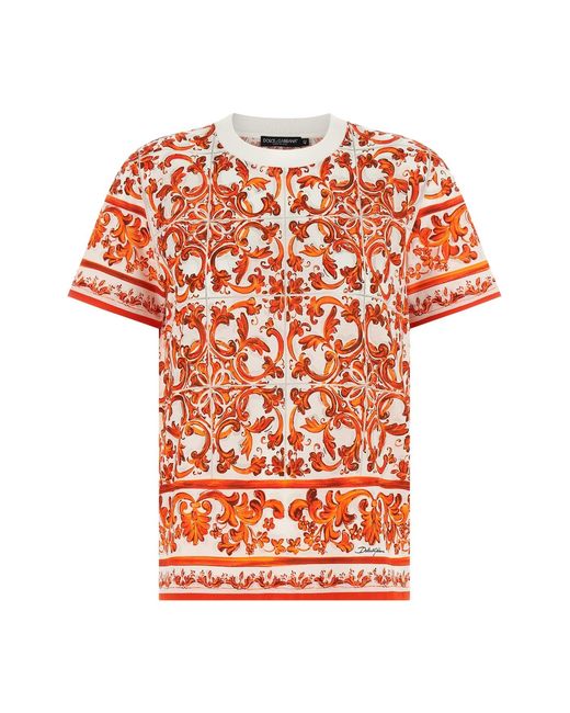 Dolce & Gabbana Orange 'maiolica' T-shirt