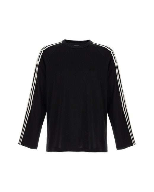Y-3 Black ' Long Sleeve Tee 3-stripes' T-shirt