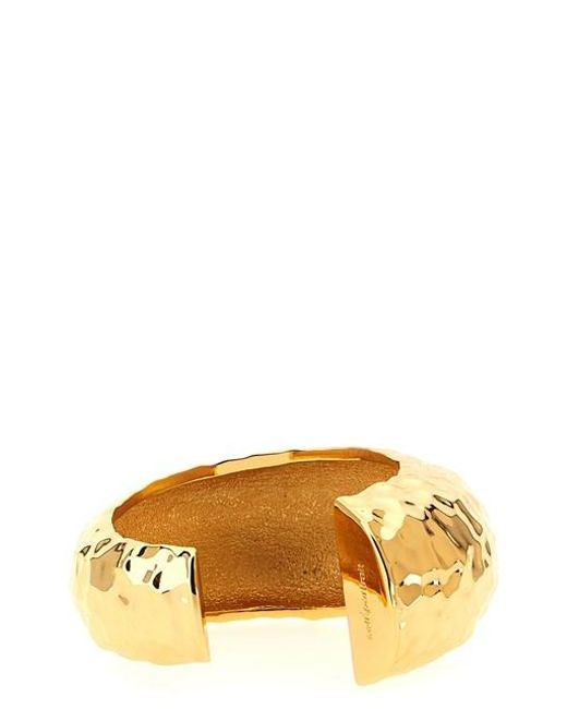 Bracciale 'Hammered Cuff' di Self-Portrait in Metallic