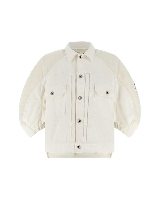 Sacai White Hybrid Bomber Jacket