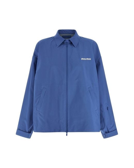 Miu Miu Blue Tech Canvas Windbreaker
