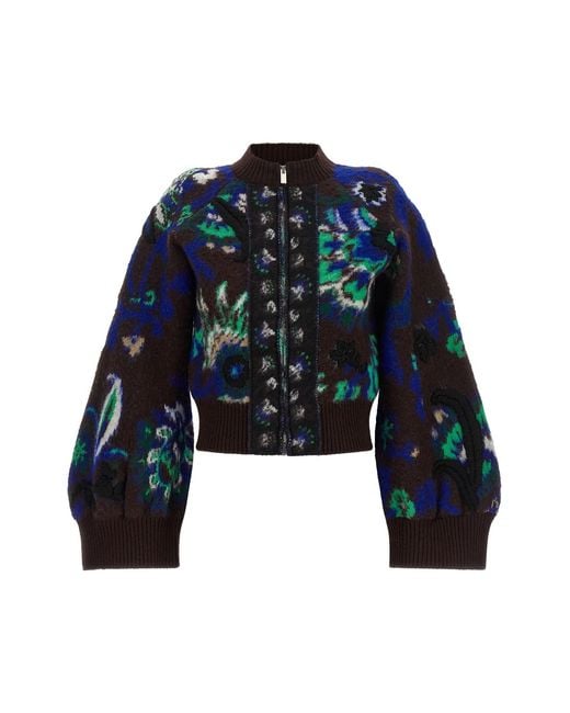 Sacai Blue Floral Jacquard Blouson